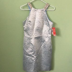 Aidan blue metallic dress NWT
